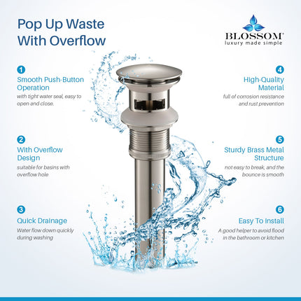 Pop Up Drain with Overflow