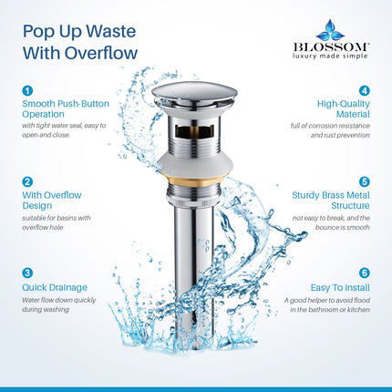 Pop Up Drain with Overflow