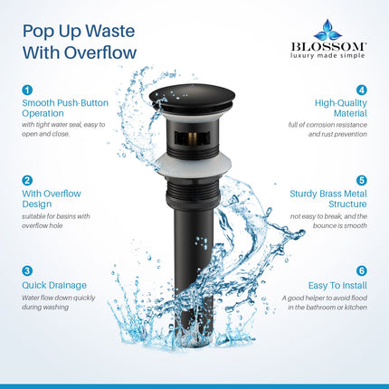 Pop Up Drain with Overflow