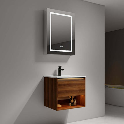 Bergen 24 Inch Luxury Designer Floating Vanity (Dual LED Illuminated) (Vanity Only)
