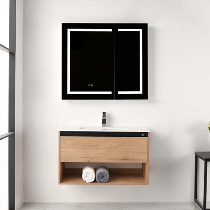 Bergen 36 Inch Luxury Designer Floating Vanity (Dual LED Illuminated) (Vanity Only)