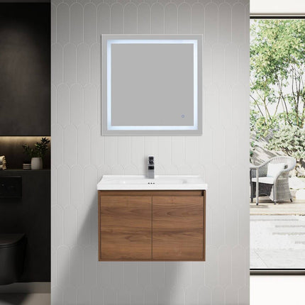Bern 28 inch Modern Floating Vanity with One-piece Ceramic Sink and Countertop