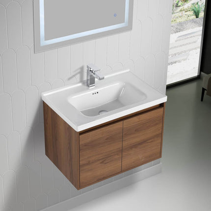 Bern 28 inch Modern Floating Vanity with One-piece Ceramic Sink and Countertop