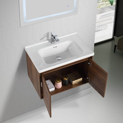 Bern 28 inch Modern Floating Vanity with One-piece Ceramic Sink and Countertop
