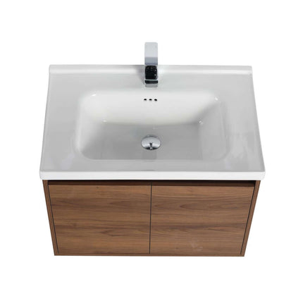 Bern 28 inch Modern Floating Vanity with One-piece Ceramic Sink and Countertop