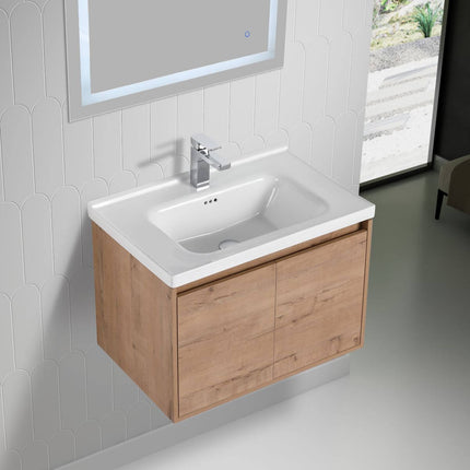 Bern 28 inch Modern Floating Vanity with One-piece Ceramic Sink and Countertop