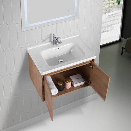 Bern 28 inch Modern Floating Vanity with One-piece Ceramic Sink and Countertop