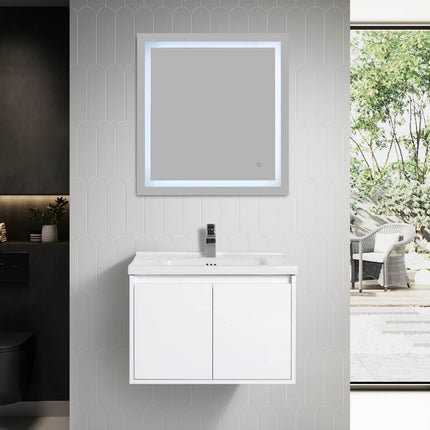 Bern 28 inch Modern Floating Vanity with One-piece Ceramic Sink and Countertop