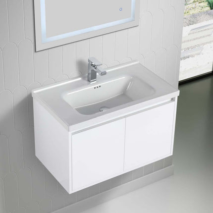 Bern 28 inch Modern Floating Vanity with One-piece Ceramic Sink and Countertop