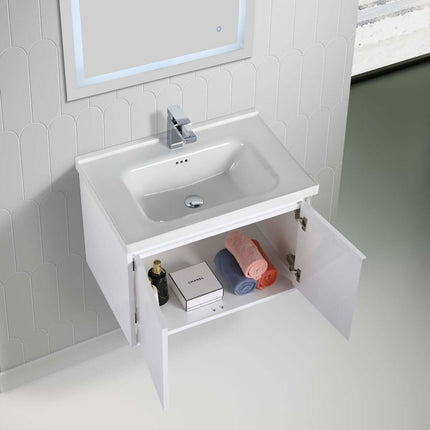 Bern 28 inch Modern Floating Vanity with One-piece Ceramic Sink and Countertop