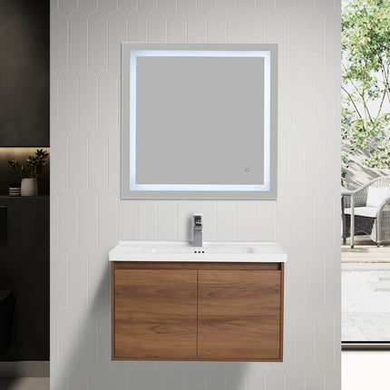 Bern 32 inch Modern Floating Vanity with One-piece Ceramic Sink and Countertop