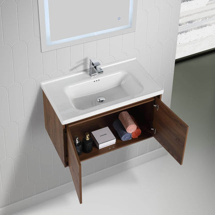 Bern 32 inch Modern Floating Vanity with One-piece Ceramic Sink and Countertop