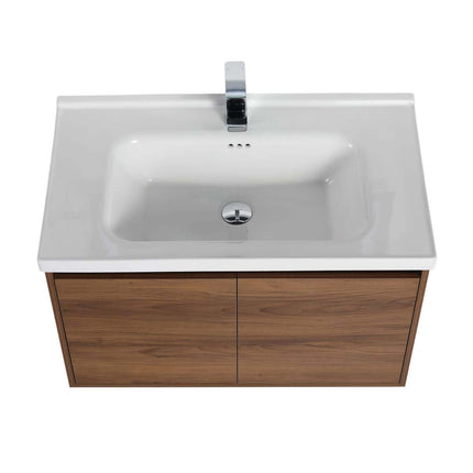 Bern 32 inch Modern Floating Vanity with One-piece Ceramic Sink and Countertop