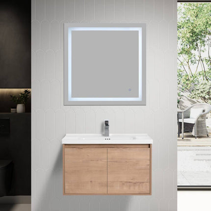 Bern 32 inch Modern Floating Vanity with One-piece Ceramic Sink and Countertop