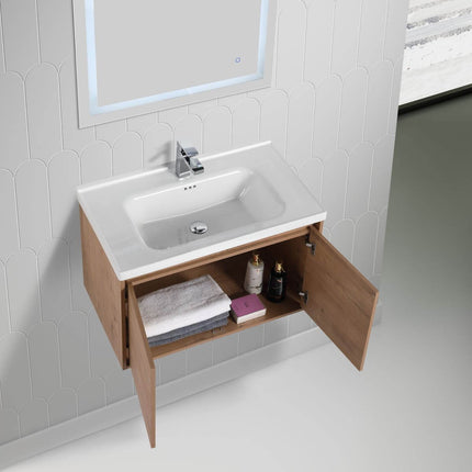 Bern 32 inch Modern Floating Vanity with One-piece Ceramic Sink and Countertop