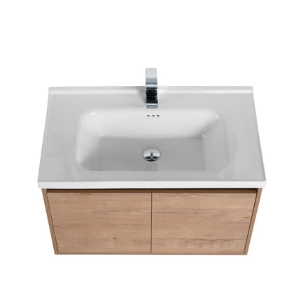Bern 32 inch Modern Floating Vanity with One-piece Ceramic Sink and Countertop