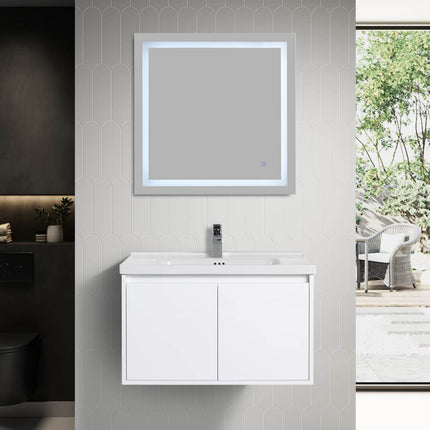 Bern 32 inch Modern Floating Vanity with One-piece Ceramic Sink and Countertop
