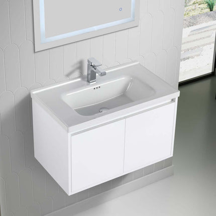 Bern 32 inch Modern Floating Vanity with One-piece Ceramic Sink and Countertop