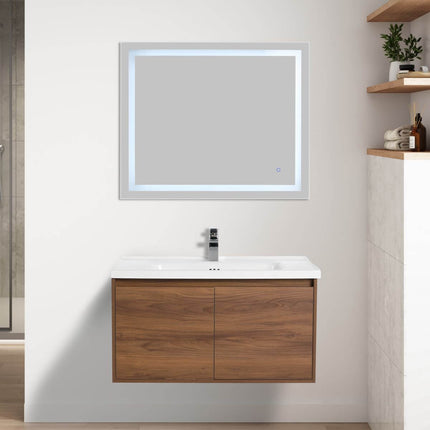 Bern 36 inch Modern Floating Vanity with One-piece Ceramic Sink and Countertop
