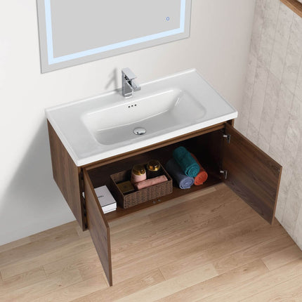 Bern 36 inch Modern Floating Vanity with One-piece Ceramic Sink and Countertop