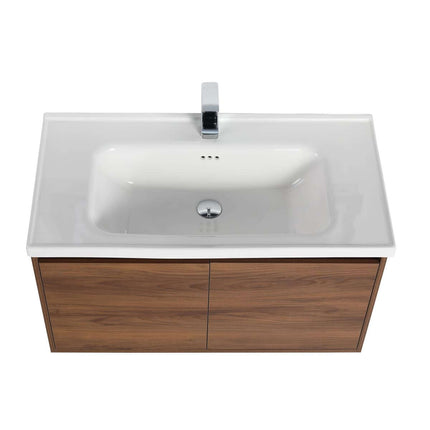Bern 36 inch Modern Floating Vanity with One-piece Ceramic Sink and Countertop
