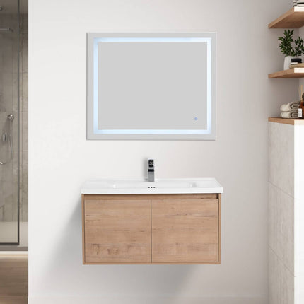 Bern 36 inch Modern Floating Vanity with One-piece Ceramic Sink and Countertop