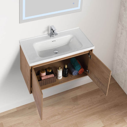Bern 36 inch Modern Floating Vanity with One-piece Ceramic Sink and Countertop