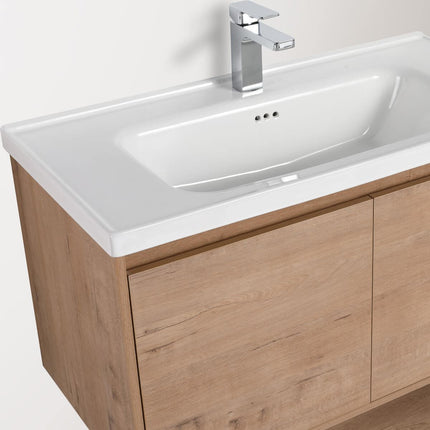 Bern 36 inch Modern Floating Vanity with One-piece Ceramic Sink and Countertop