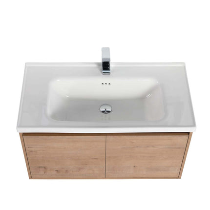 Bern 36 inch Modern Floating Vanity with One-piece Ceramic Sink and Countertop