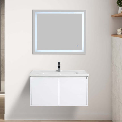 Bern 36 inch Modern Floating Vanity with One-piece Ceramic Sink and Countertop