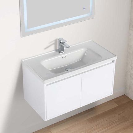 Bern 36 inch Modern Floating Vanity with One-piece Ceramic Sink and Countertop
