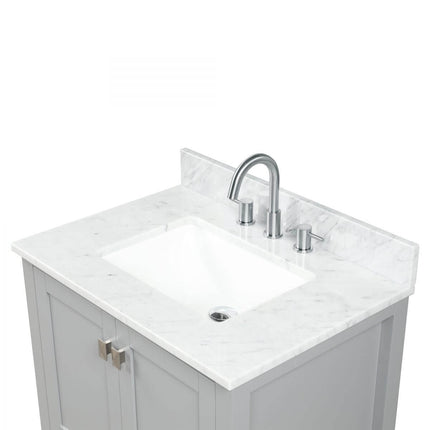 Carrara Marble Vanity Countertop with Backsplash, Pre-Drilled