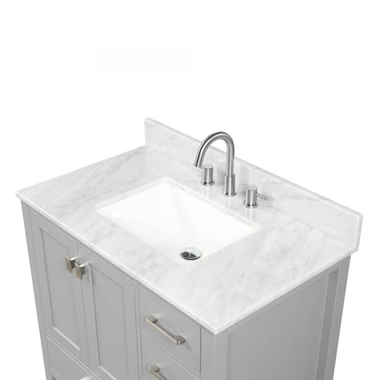 Carrara Marble Vanity Countertop with Backsplash, Pre-Drilled