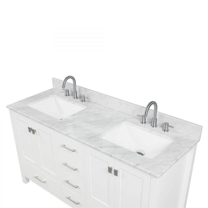 Carrara Marble Vanity Countertop with Backsplash, Pre-Drilled