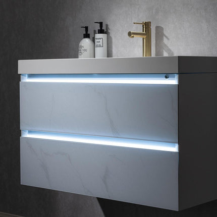 Jena 36 Inch Modern Luxury Floating Vanity, LED Illuminated