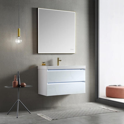 Jena 36 Inch Modern Luxury Floating Vanity, LED Illuminated
