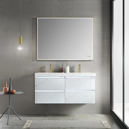 Jena 48 Inch Modern Luxury Floating Double Vanity, LED Illuminated