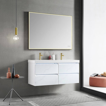 Jena 48 Inch Modern Luxury Floating Double Vanity, LED Illuminated