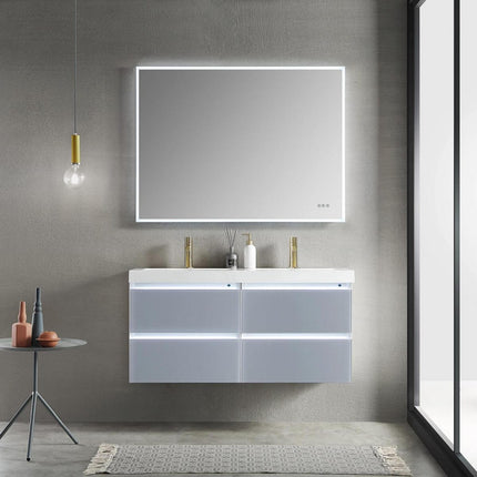 Jena 48 Inch Modern Luxury Floating Double Vanity, LED Illuminated