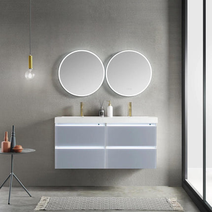 Jena 48 Inch Modern Luxury Floating Double Vanity, LED Illuminated