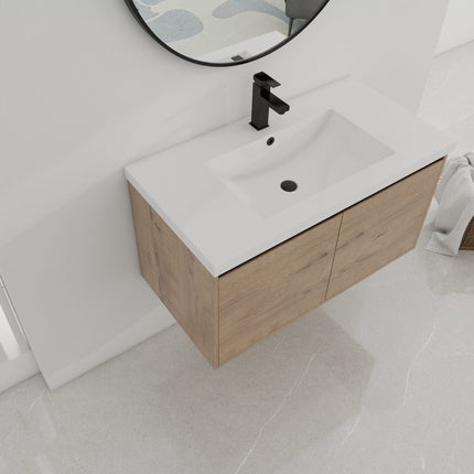 Metro Slim 36 Inch Modern Floating Vanity with Doors