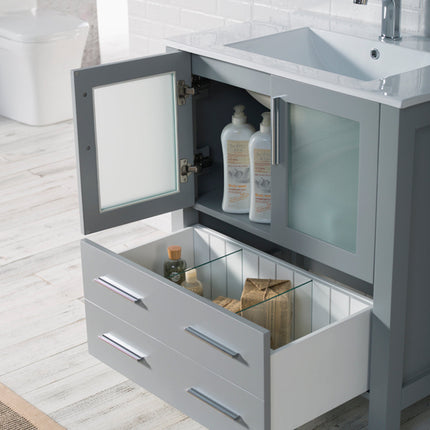 Sydney 30 Inch Traditional Vanity with Frosted Glass