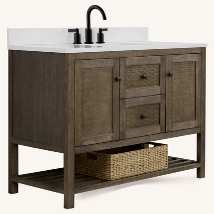 Rustic Wicker 48 Inch Bathroom Vanity