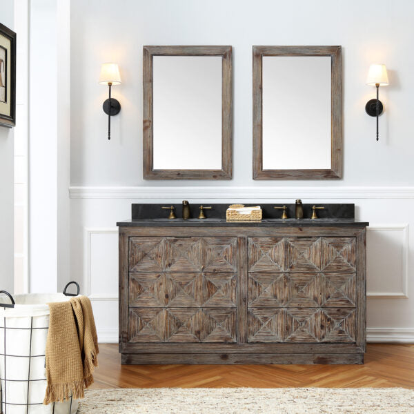 Weathered Pattern 60 Inch Designer Double Bathroom Vanity